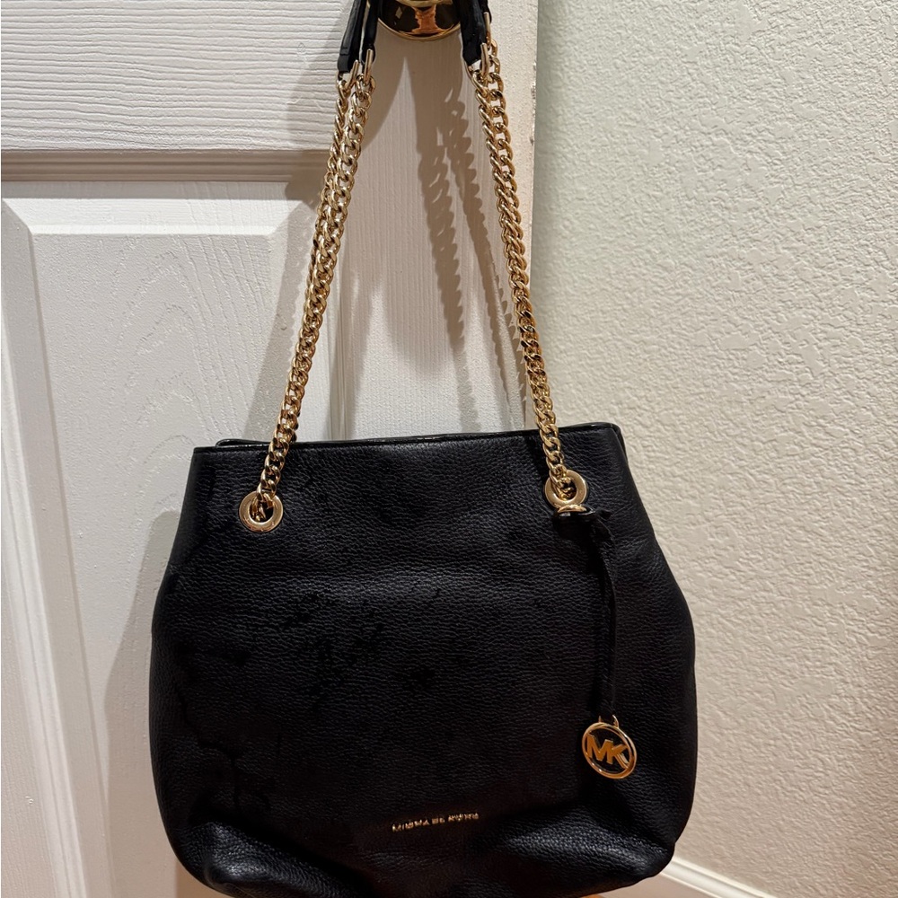 Michael Kors Black Shoulder Bag with Gold Chain